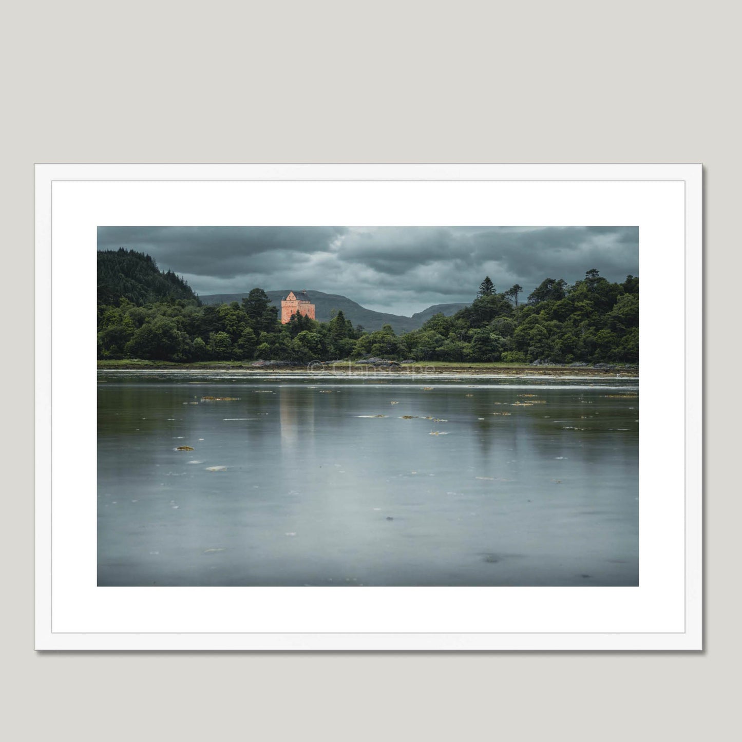 Clan MacInnes - Kinlochaline Castle - Framed & Mounted Photo Print 28"x20" White