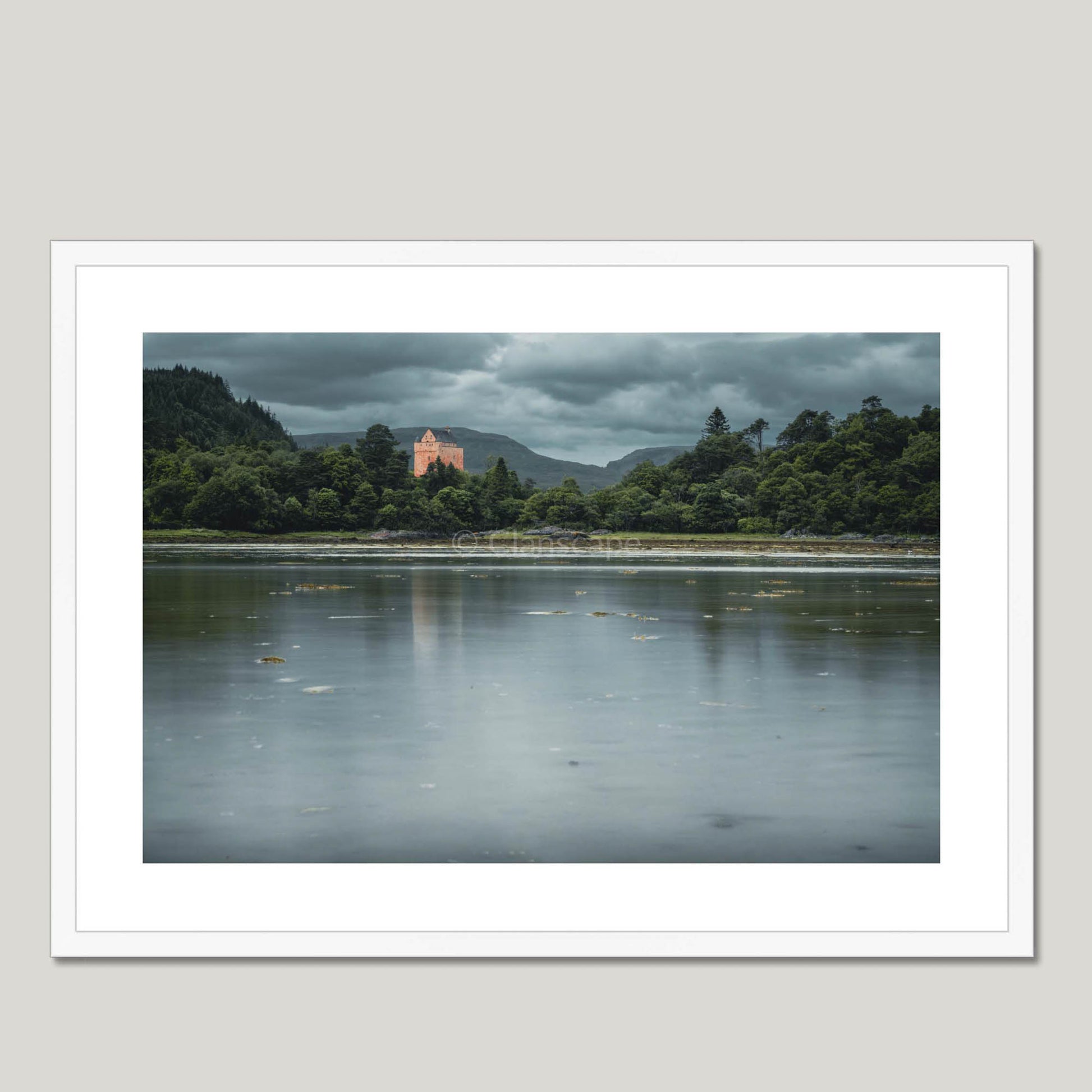 Clan Maclean - Kinlochaline Castle - Framed & Mounted Photo Print 28"x20" White