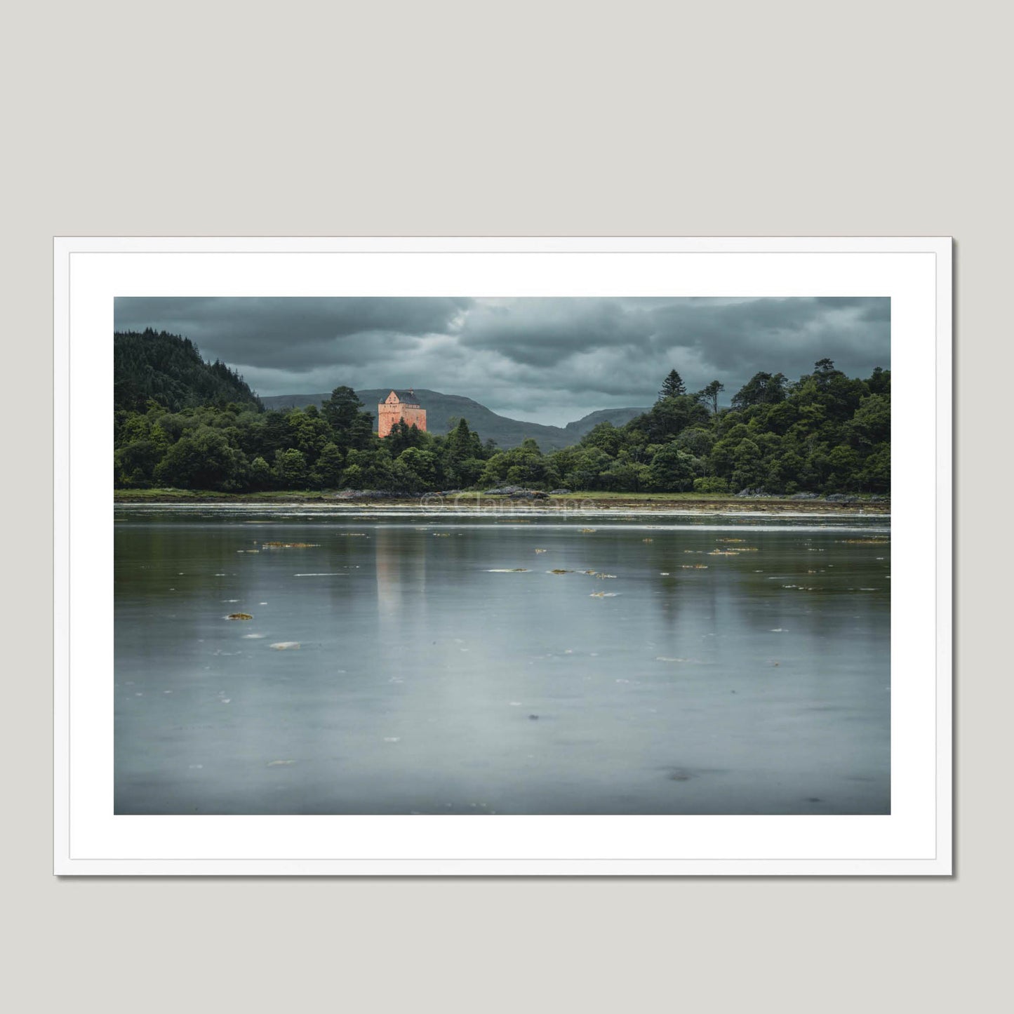 Clan MacInnes - Kinlochaline Castle - Framed & Mounted Photo Print 40"x28" White