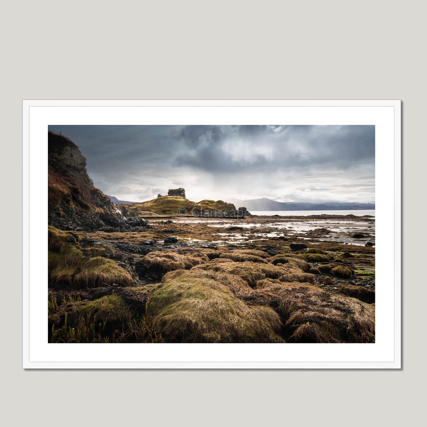 Clan MacDonald of Sleat - Knock Castle - Framed & Mounted Photo Print 40"x28" White