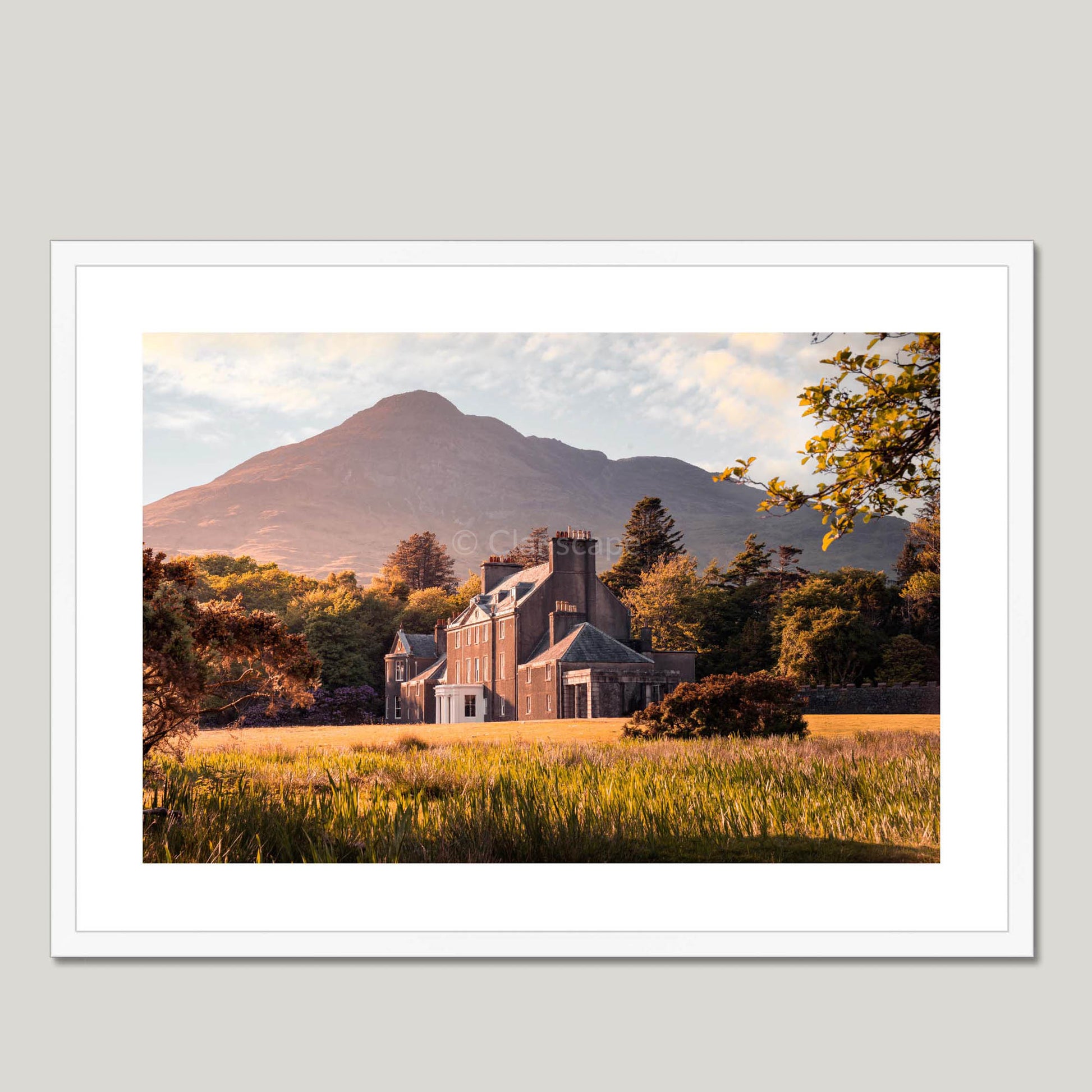 Clan MacLaine of Lochbuie - Lochbuie House - Framed & Mounted Photo Print 28"x20" White