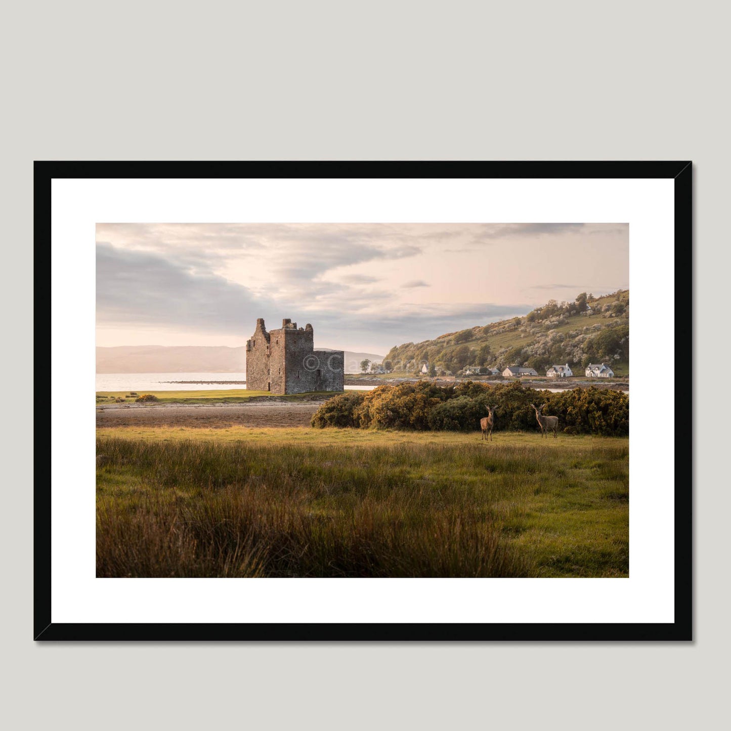 Clan Stewart - Lochranza Castle - Framed & Mounted Photo Print 28"x20" Black