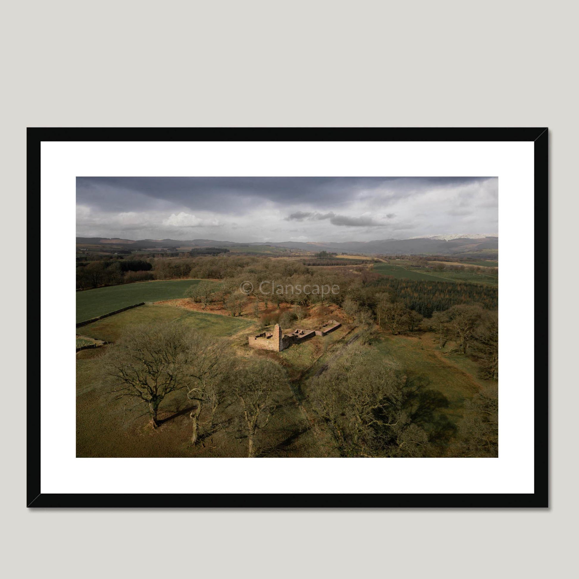 Clan Johnstone - Lochwood Tower - Framed & Mounted Photo Print 28"x20" Black