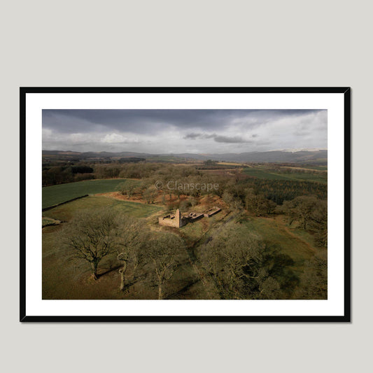 Clan Johnstone - Lochwood Tower - Framed & Mounted Photo Print 40"x28" Black