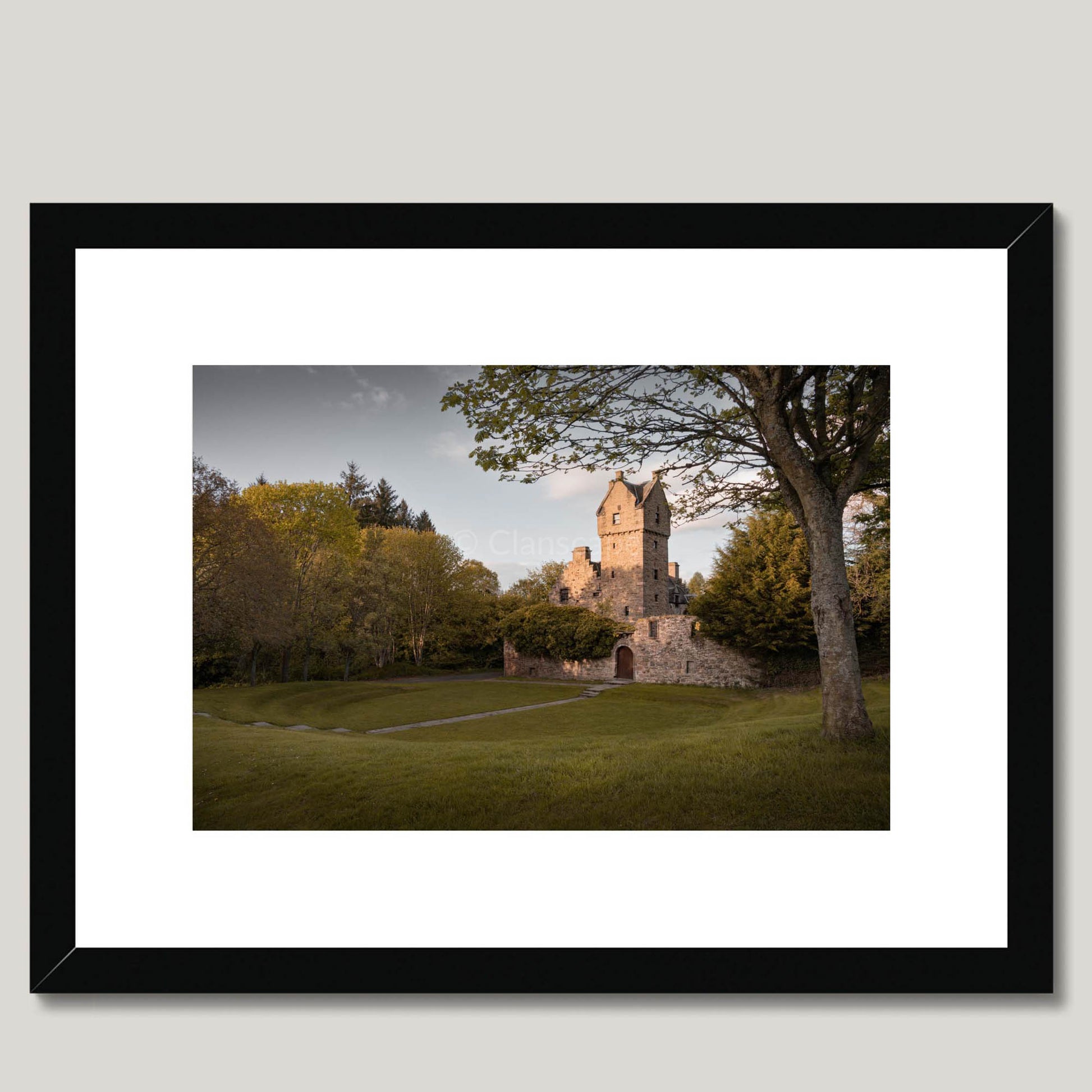 Clan Graham - Mains Castle - Framed & Mounted Photo Print 16"x12" Black