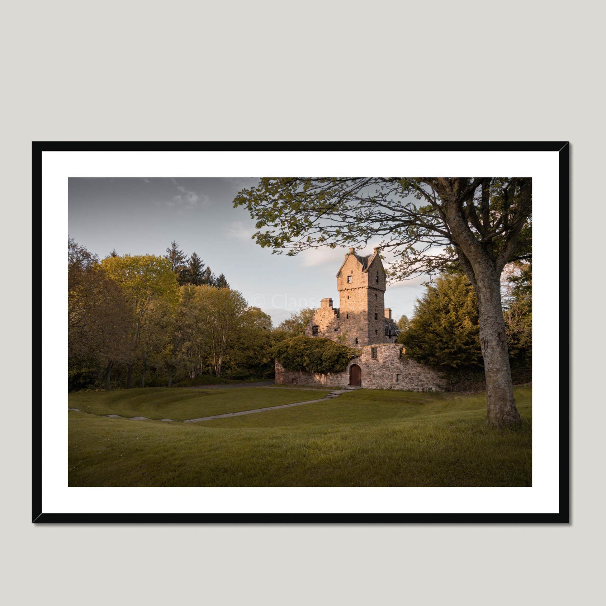 Clan Graham - Mains Castle - Framed & Mounted Photo Print 40"x28" Black