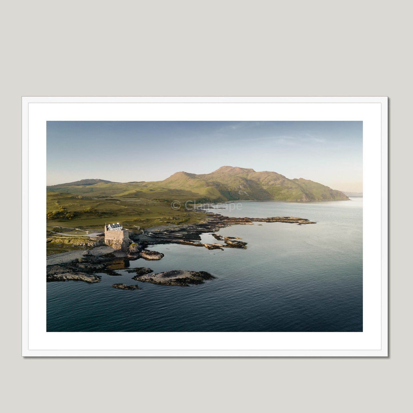 Clan MacDonald of Ardnamurchan - Mingary Castle - Framed & Mounted Photo Print 40"x28" White