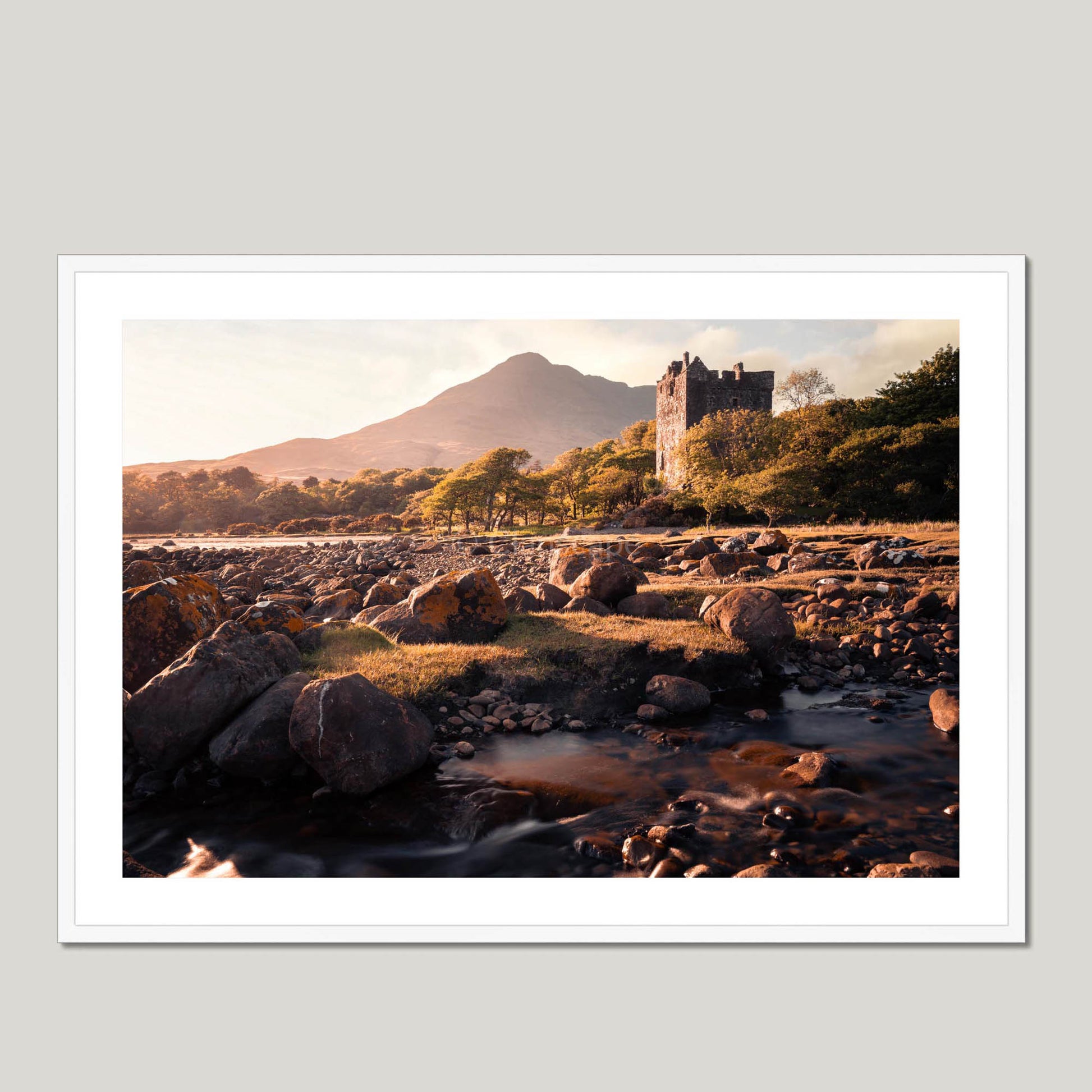 Clan MacLaine of Lochbuie - Moy Castle - Framed Photo Print 40"x28" White