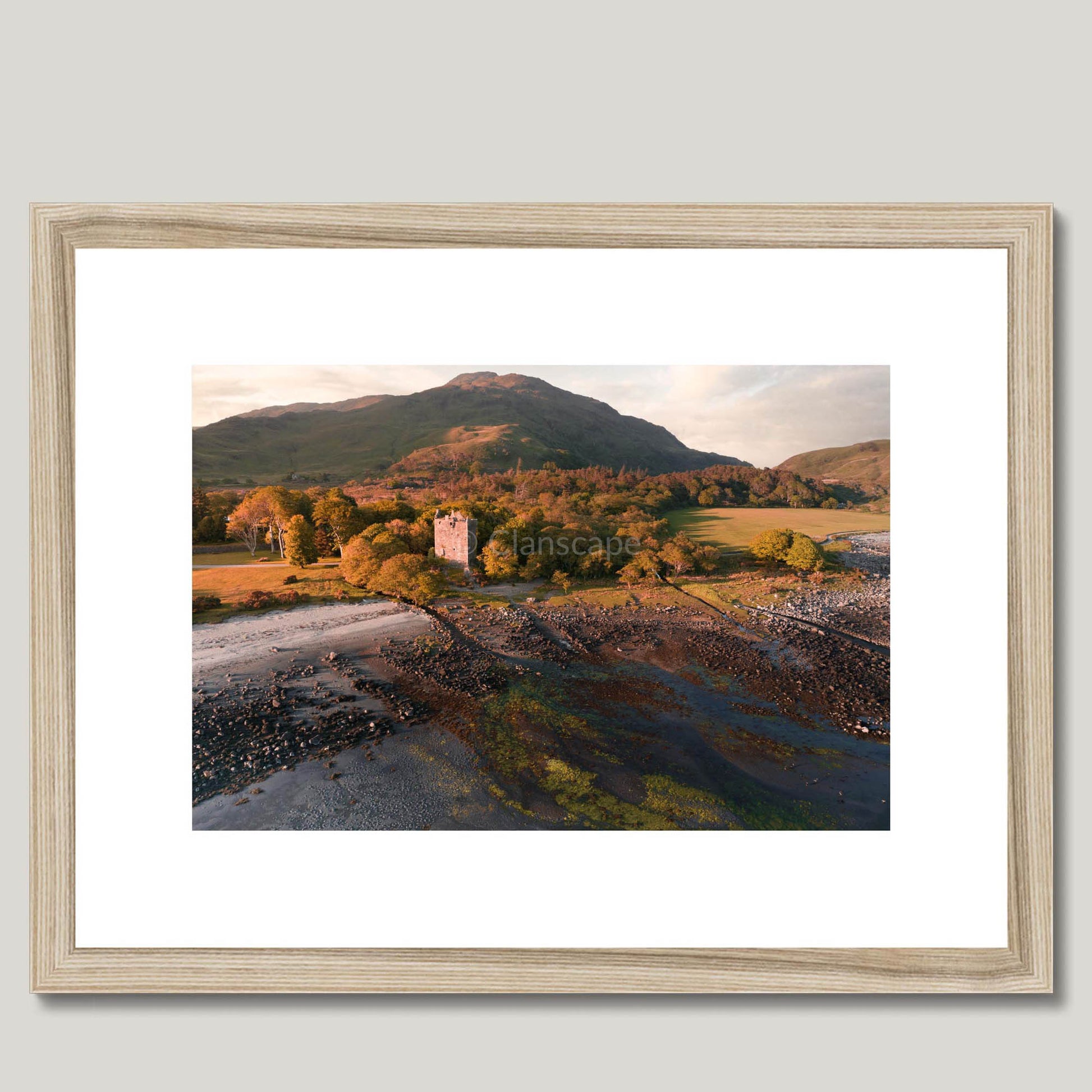 Clan MacLaine of Lochbuie - Moy Castle - Framed Aerial Photo Print 16"x12" Natural