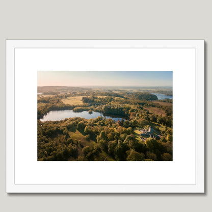 Clan Graham - Mugdock Castle - Framed Aerial Photo Print 16"x12" White Frame