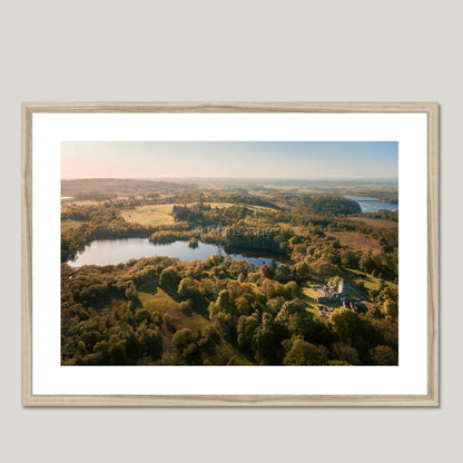 Clan Graham - Mugdock Castle - Framed Aerial Photo Print 28"x20" Natural Frame