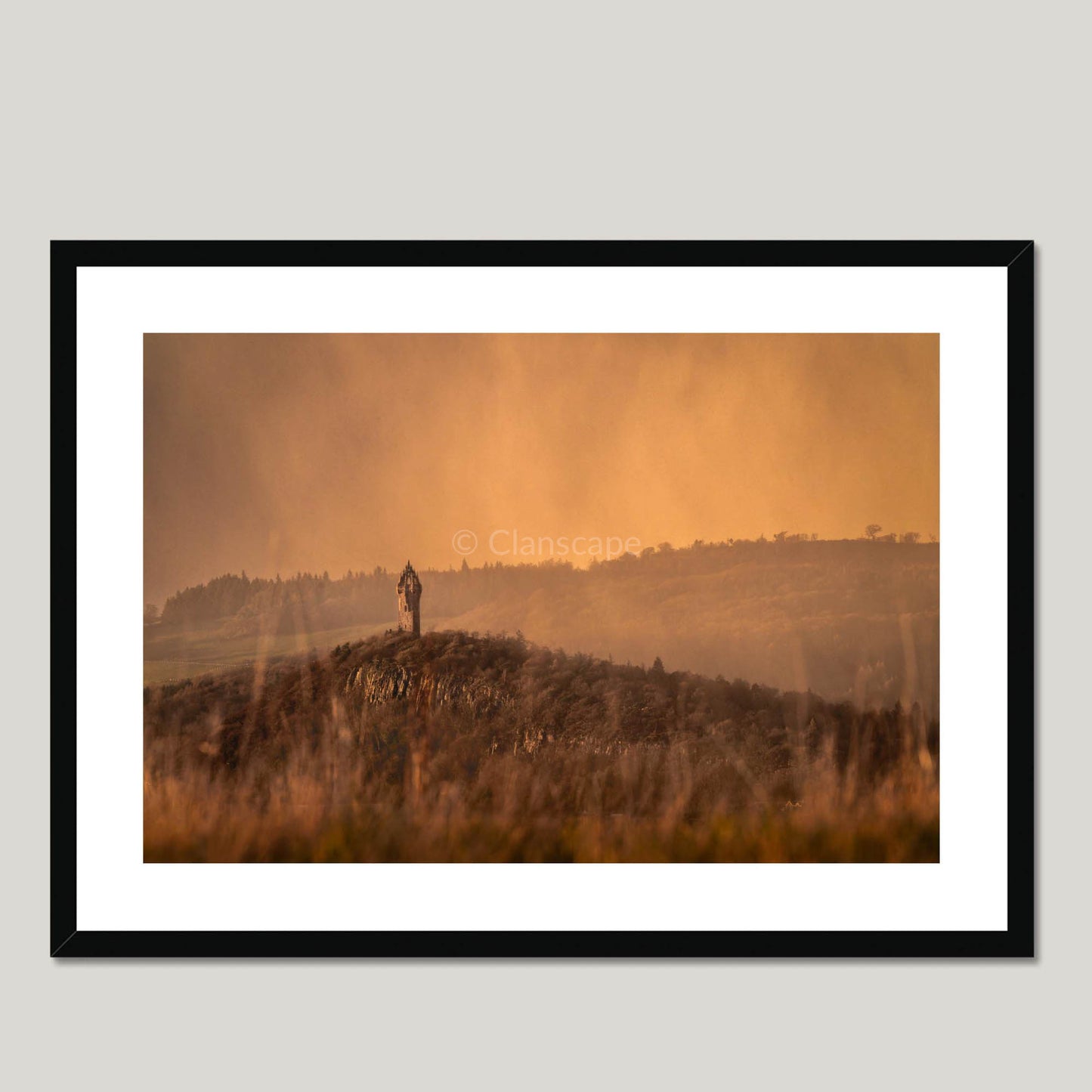 Clan Wallace - National Wallace Monument - Framed & Mounted Photo Print 28"x20" Black