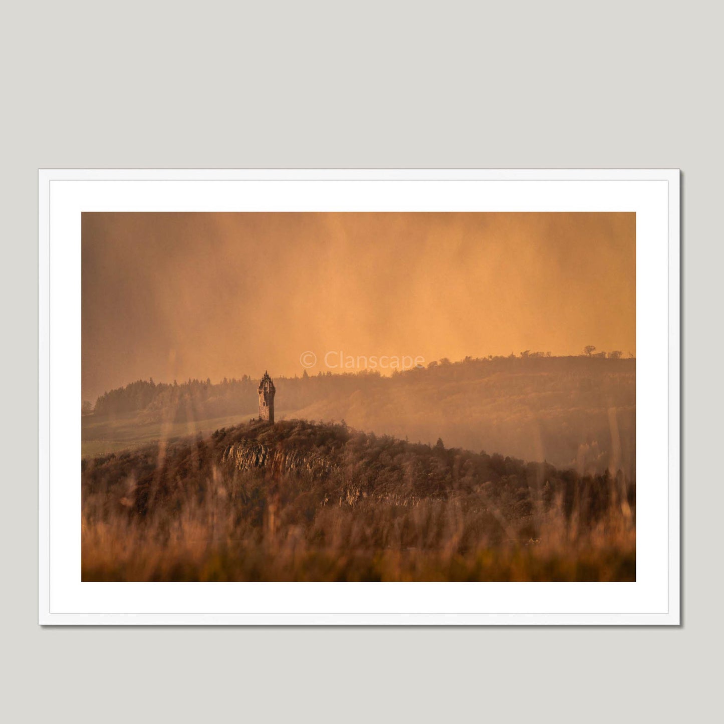 Clan Wallace - National Wallace Monument - Framed & Mounted Photo Print 40"x28" White