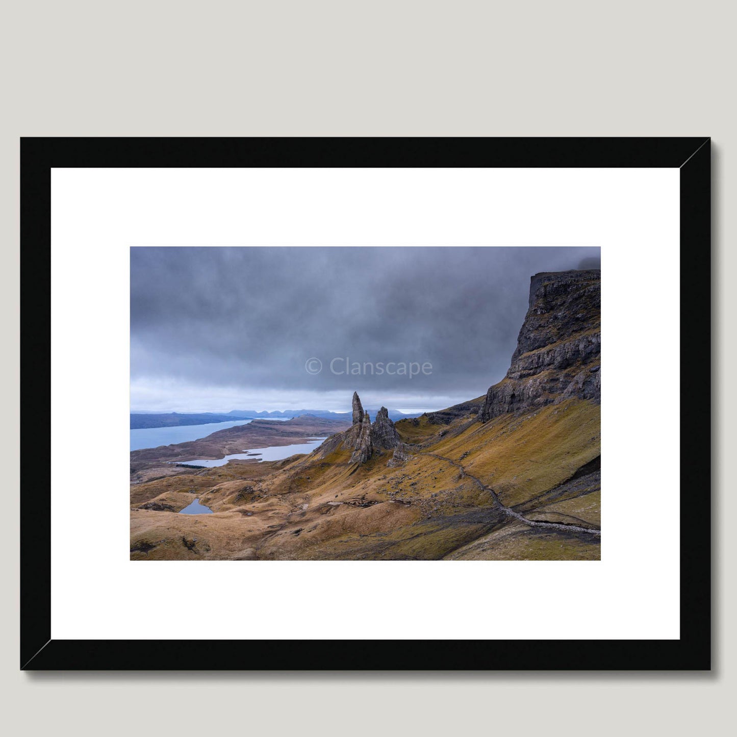 Clan MacDonald of Sleat - Old Man of Storr, Isle of Skye - Framed & Mounted Photo Print 16"x12" Black