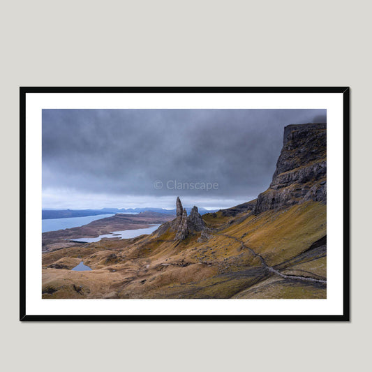 Clan MacDonald of Sleat - Old Man of Storr, Isle of Skye - Framed & Mounted Photo Print 40"x28" Black