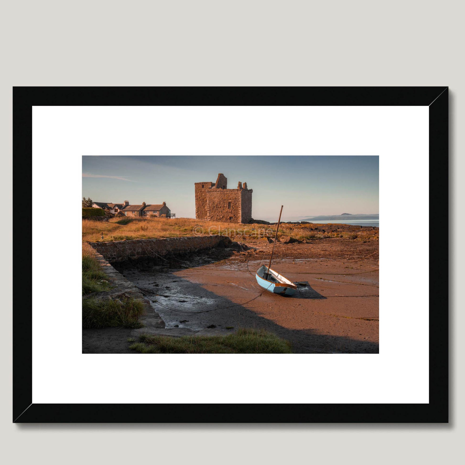 Clan Boyd - Portencross Castle - Framed & Mounted Photo Print 16"x12" Black