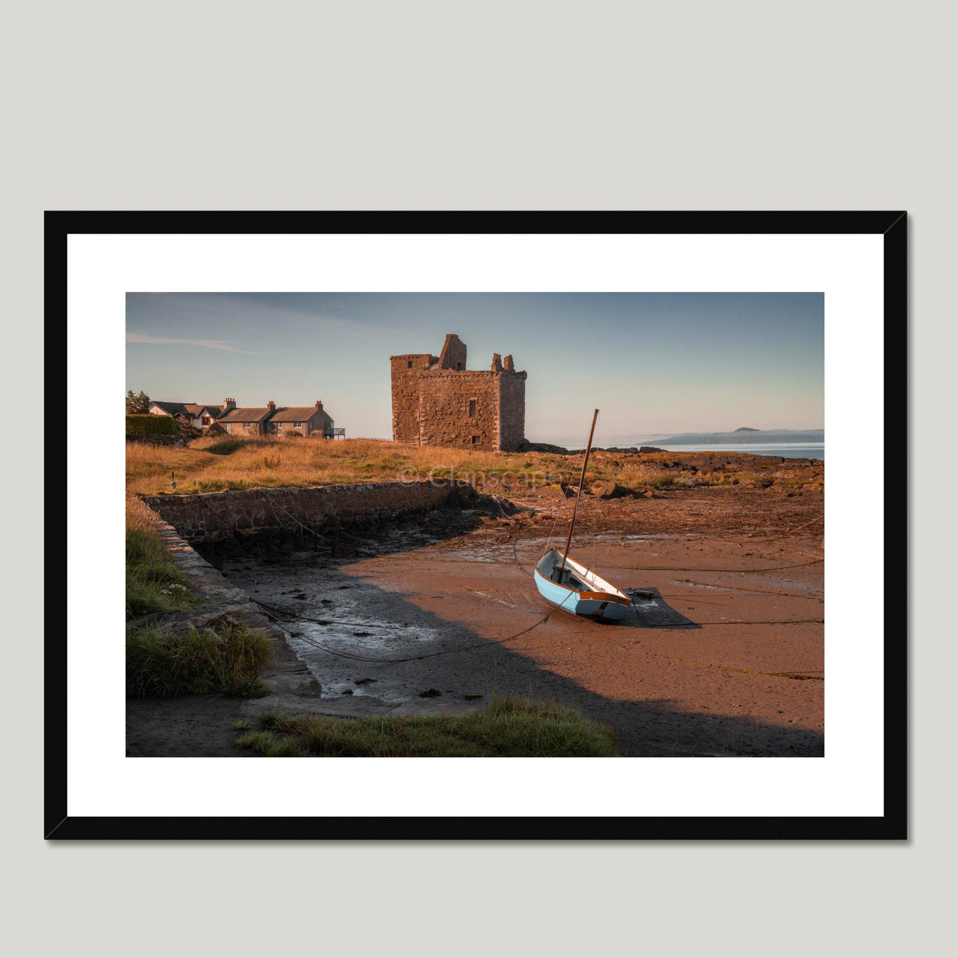 Clan Boyd - Portencross Castle - Framed & Mounted Photo Print 28"x20" Black