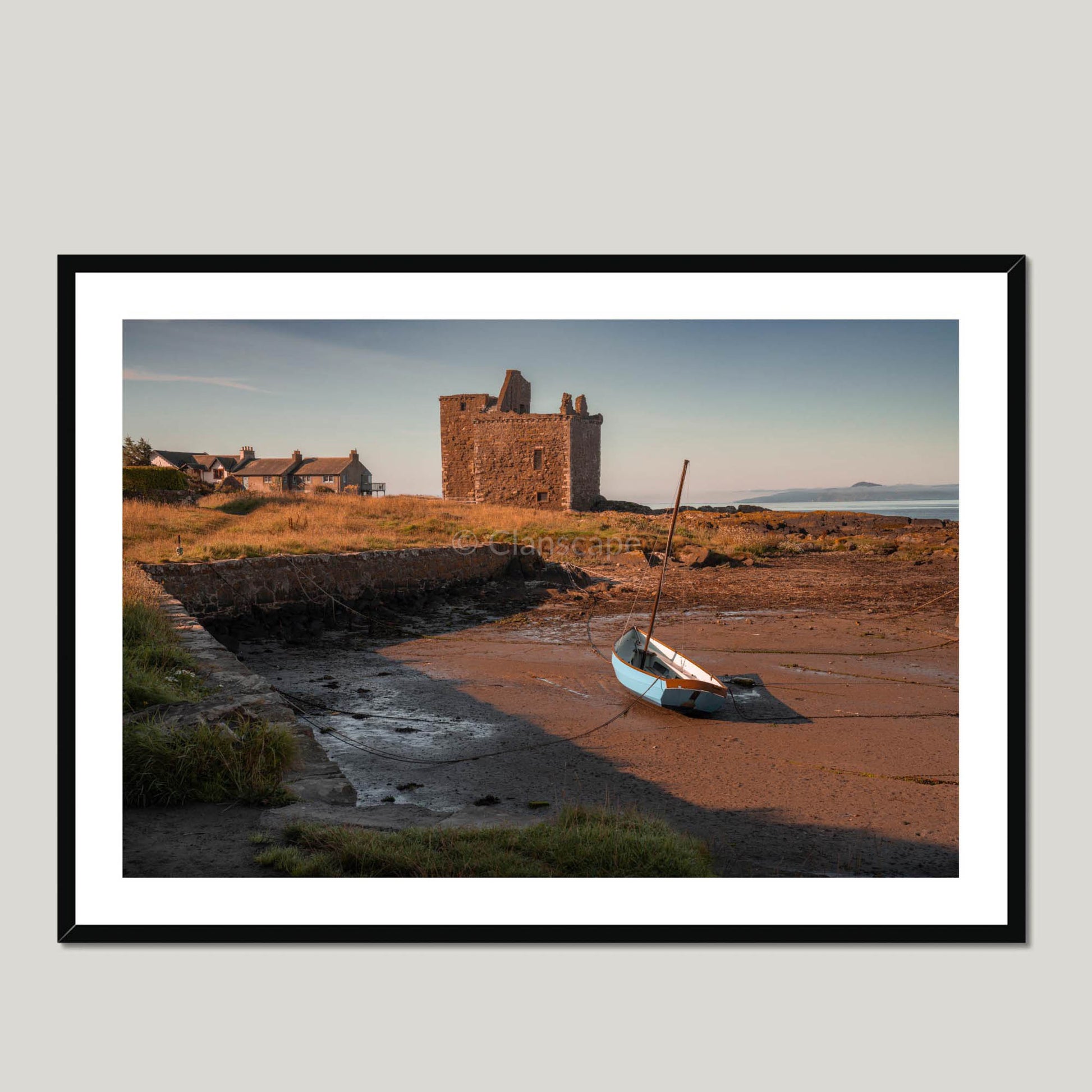 Clan Boyd - Portencross Castle - Framed & Mounted Photo Print 40"x28" Black