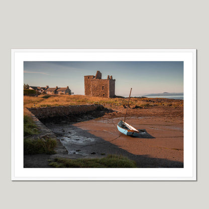 Clan Boyd - Portencross Castle - Framed & Mounted Photo Print 40"x28" White