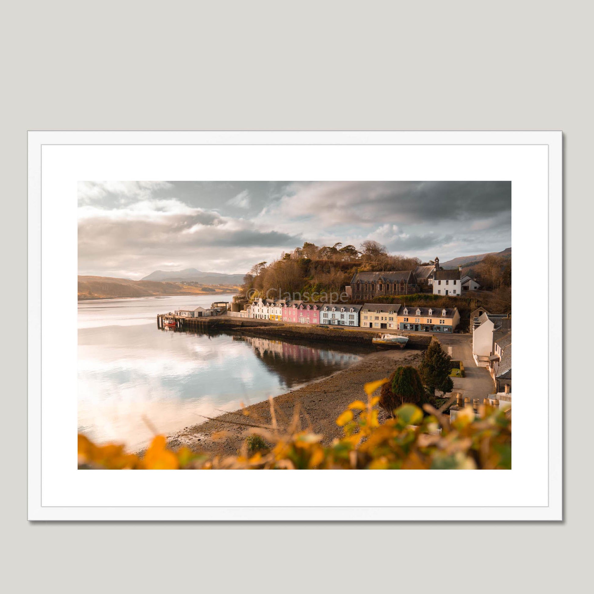 Clan MacNeacail - Portree, Isle of Skye - Framed & Mounted Photo Print 28"x20" White