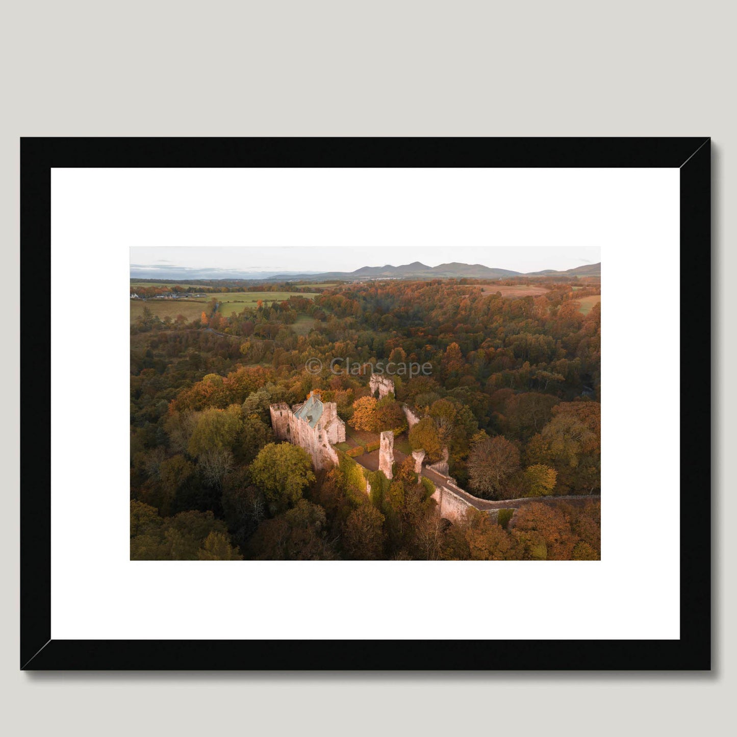 Clan Sinclair - Rosslyn Castle - Framed & Mounted Photo Print 16"x12" Black