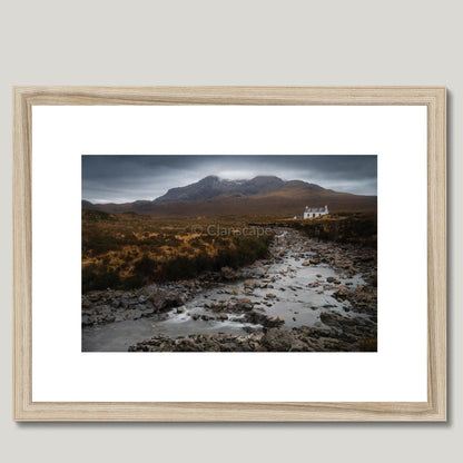 Clan Mackinnon - Allt Dearg Cottage and Sgùrr nan Gillean - Framed & Mounted Photo Print 16"x12" Natural