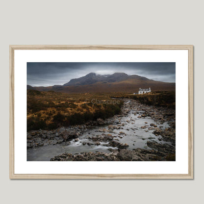 Clan Mackinnon - Allt Dearg Cottage and Sgùrr nan Gillean - Framed & Mounted Photo Print 28"x20" Natural