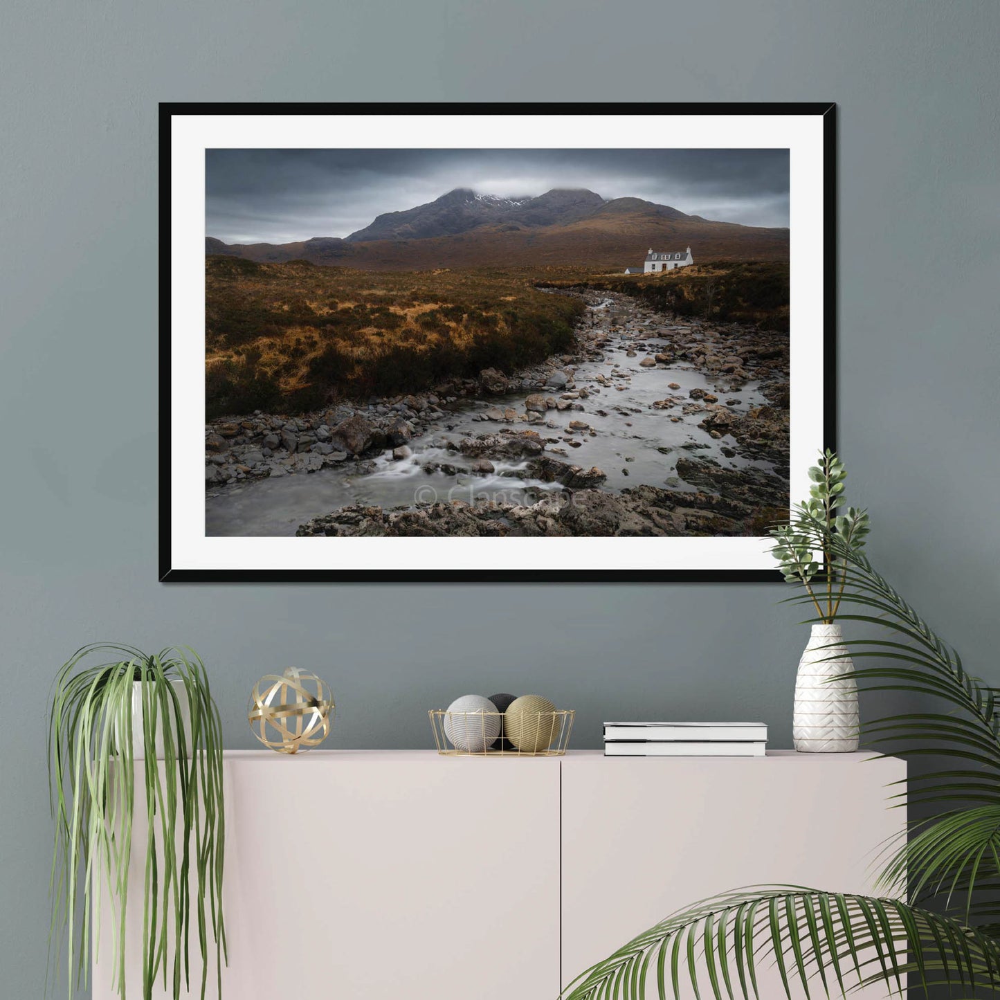 Clan Mackinnon - Allt Dearg Cottage and Sgùrr nan Gillean - Framed & Mounted Photo Print