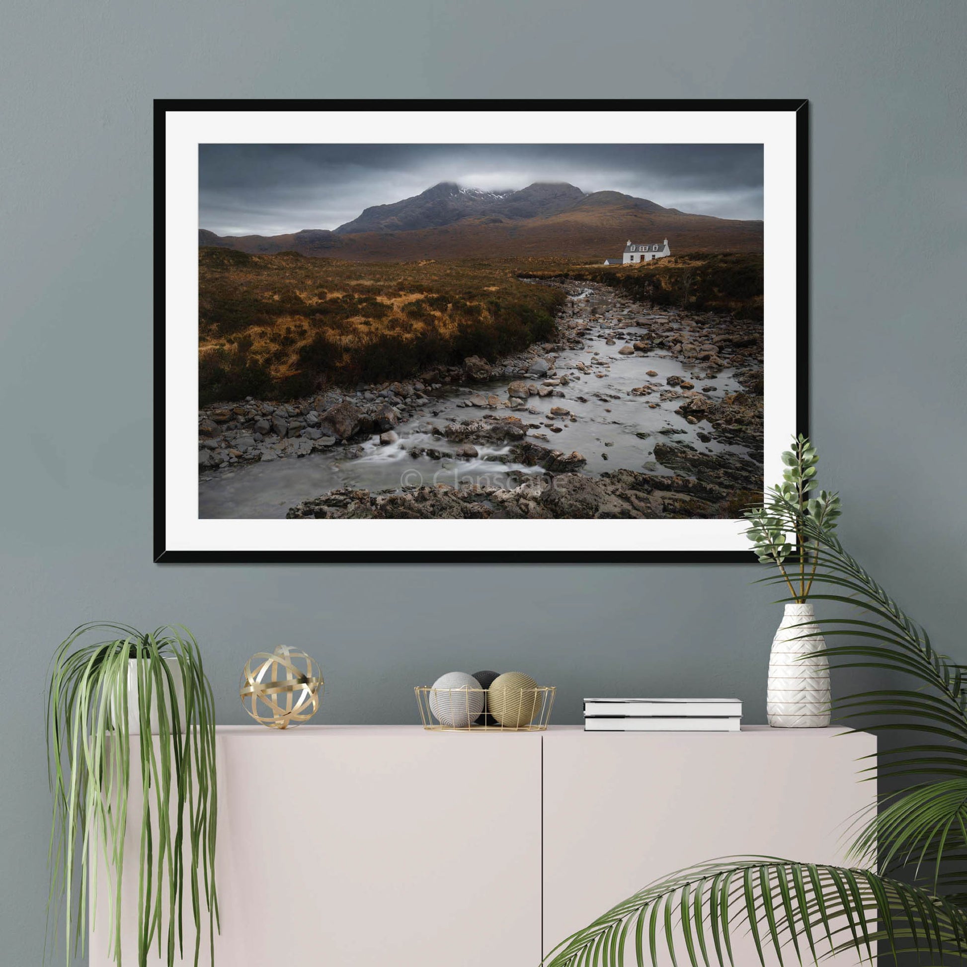 Clan Mackinnon - Allt Dearg Cottage and Sgùrr nan Gillean - Framed & Mounted Photo Print