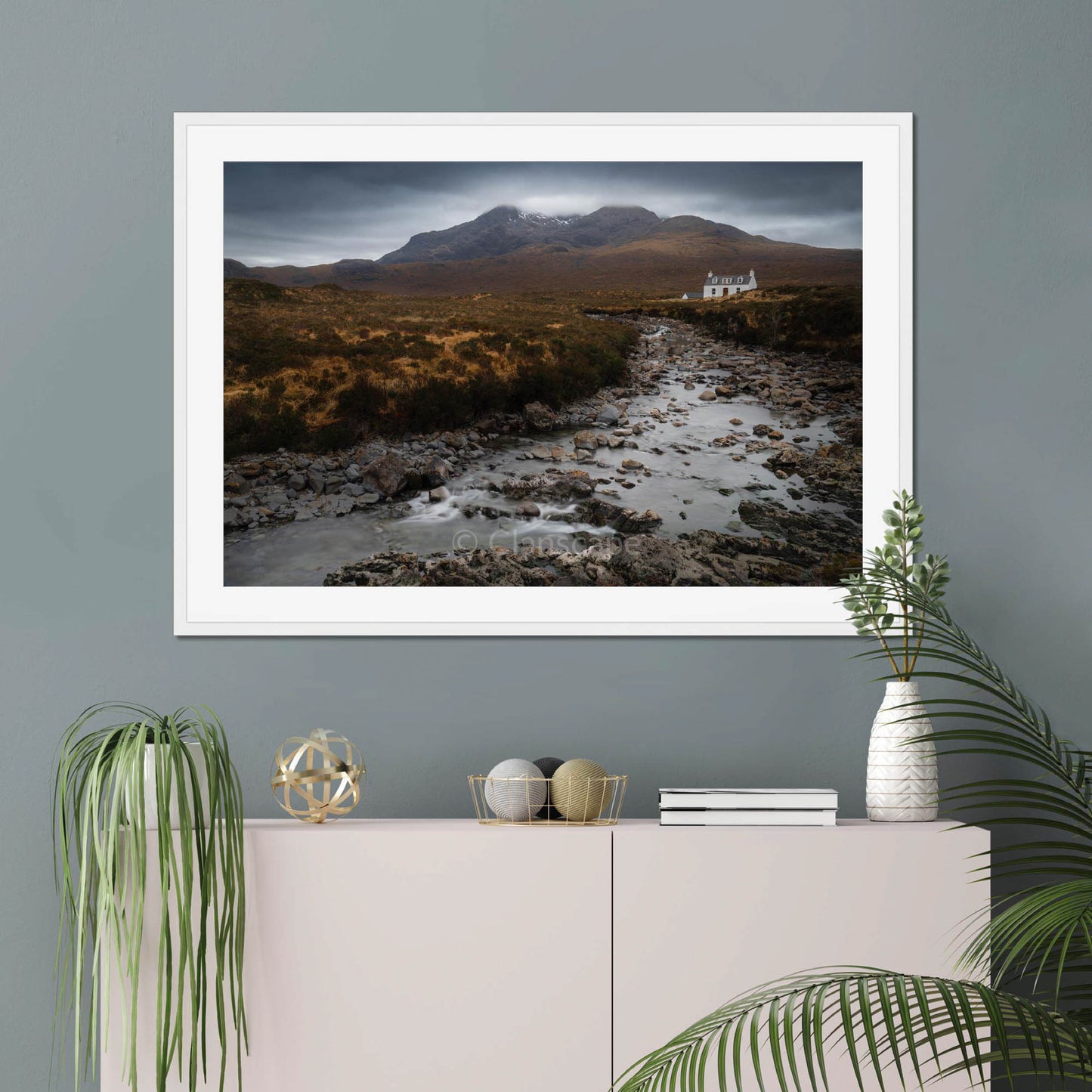 Clan Mackinnon - Allt Dearg Cottage and Sgùrr nan Gillean - Framed & Mounted Photo Print