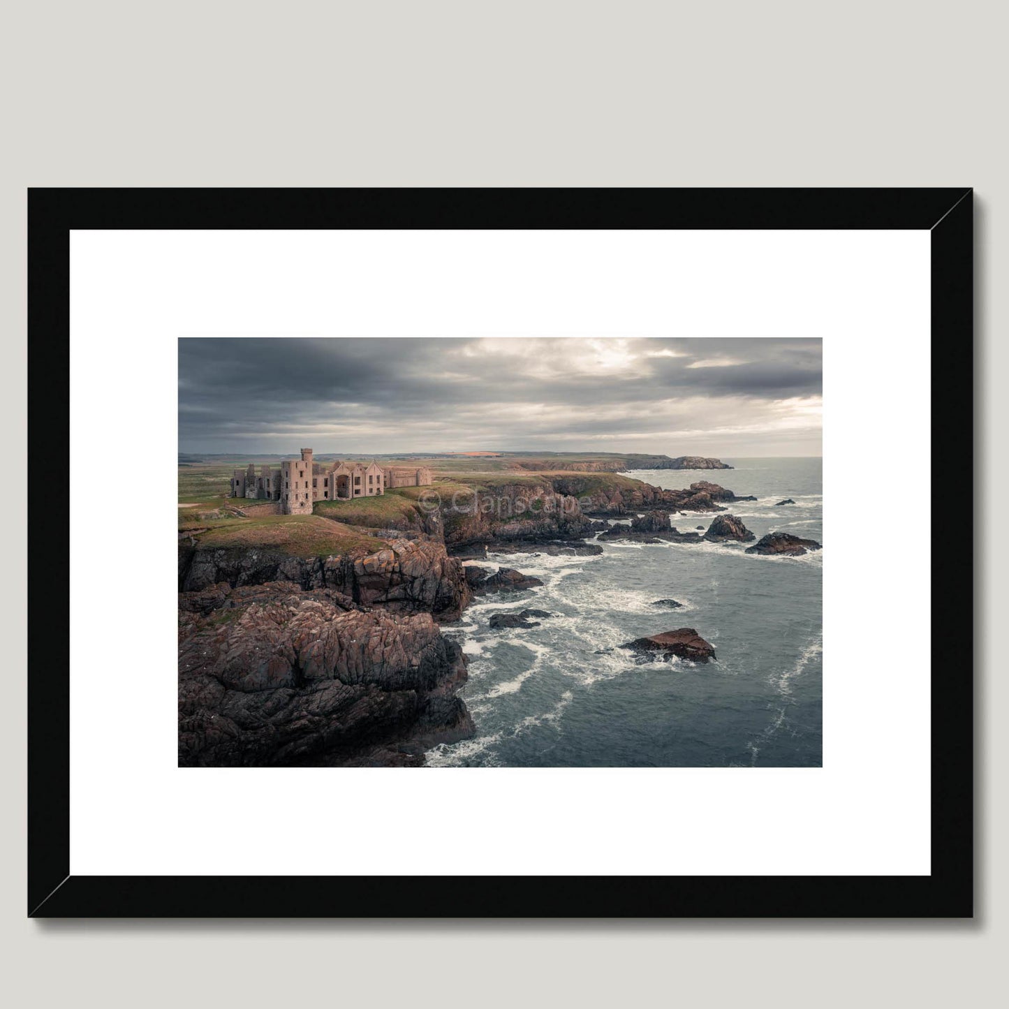 Clan Hay - Slains Castle - Framed & Mounted Photo Print 16"x12" Black