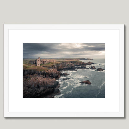 Clan Hay - Slains Castle - Framed & Mounted Photo Print 16"x12" White