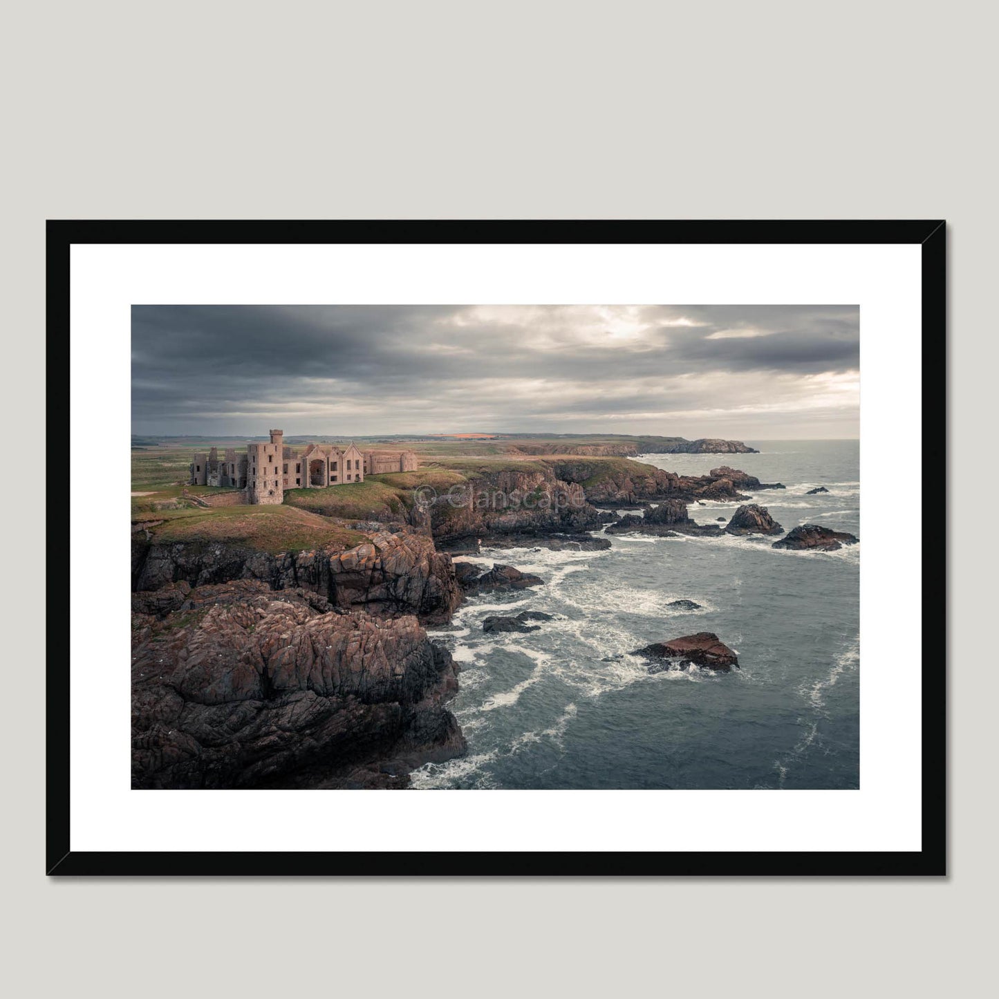 Clan Hay - Slains Castle - Framed & Mounted Photo Print 28"x20" Black