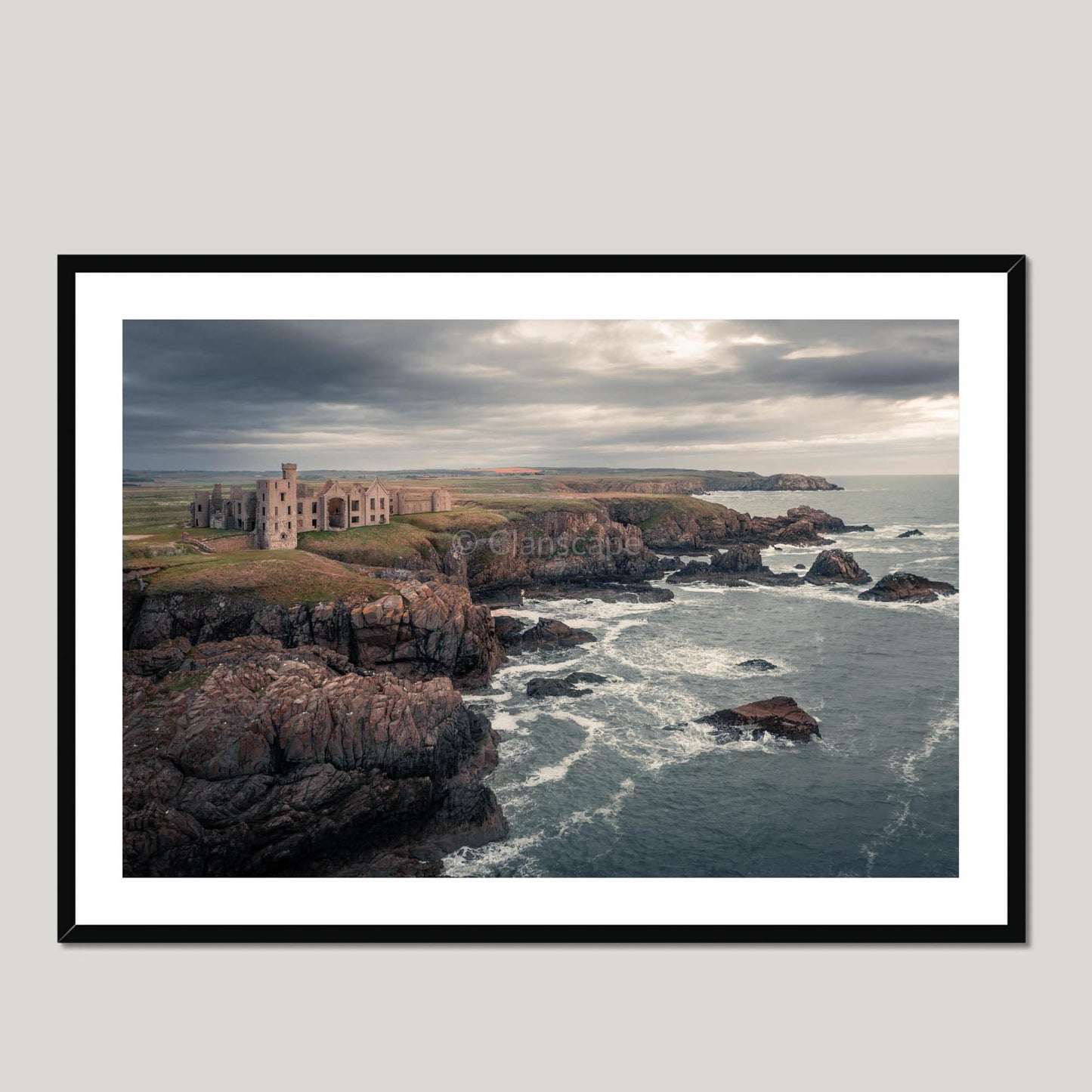 Clan Hay - Slains Castle - Framed & Mounted Photo Print 40"x28" Black