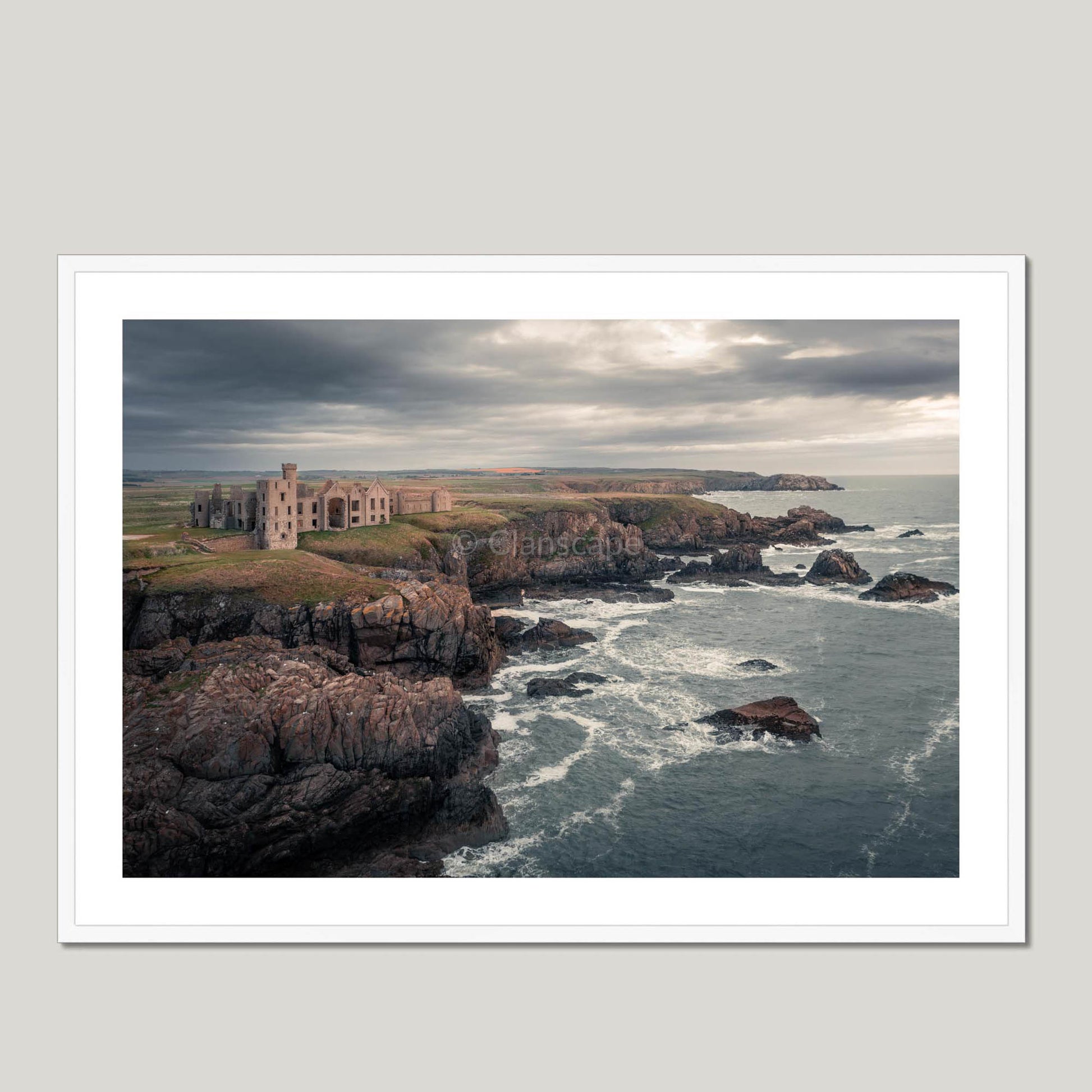 Clan Hay - Slains Castle - Framed & Mounted Photo Print 40"x28" White