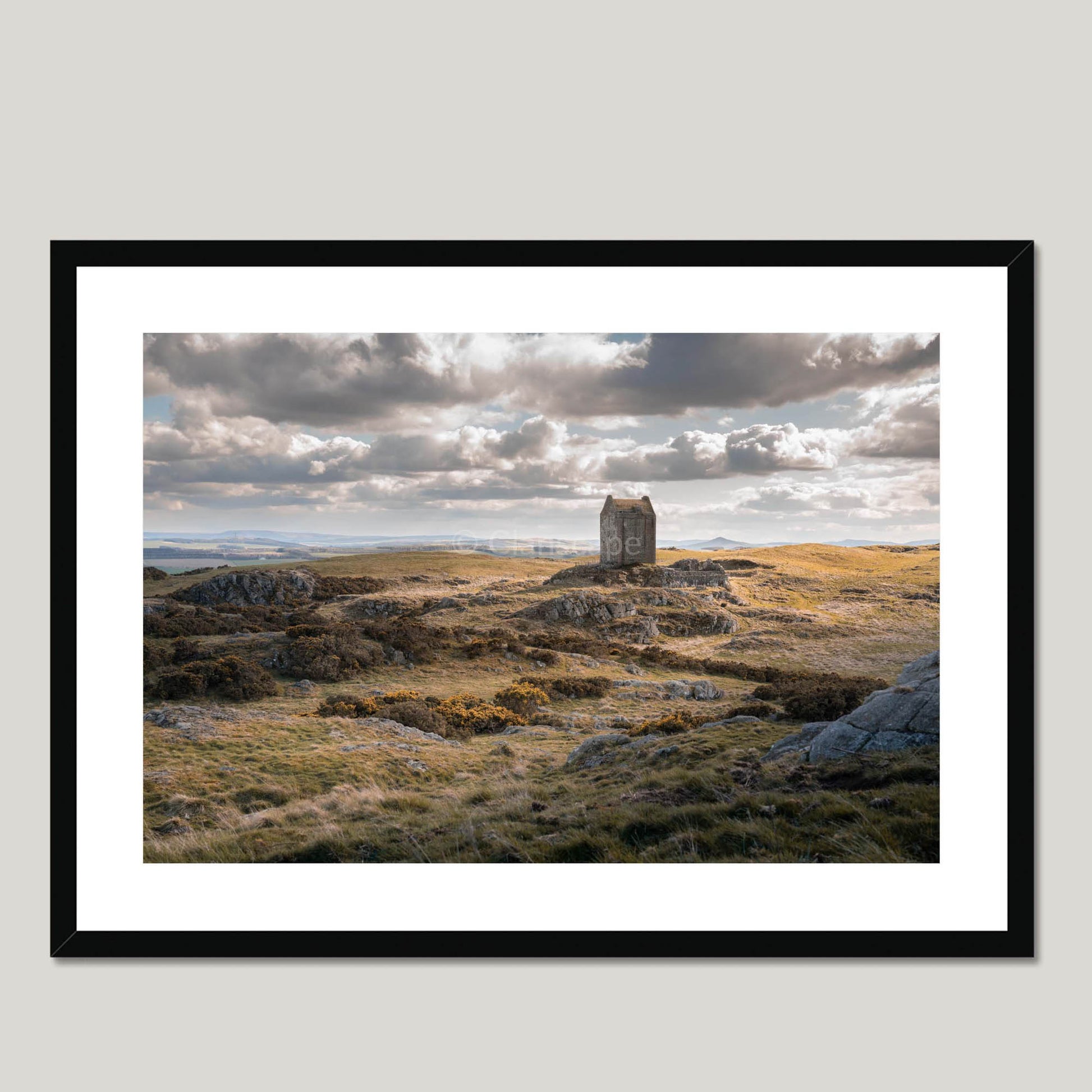 Clan Scott - Smailholm Tower - Framed & Mounted Photo Print 28"x20" Black