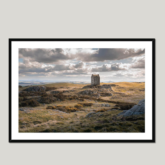 Clan Pringle - Smailholm Tower - Framed & Mounted Photo Print 40"x28" Black