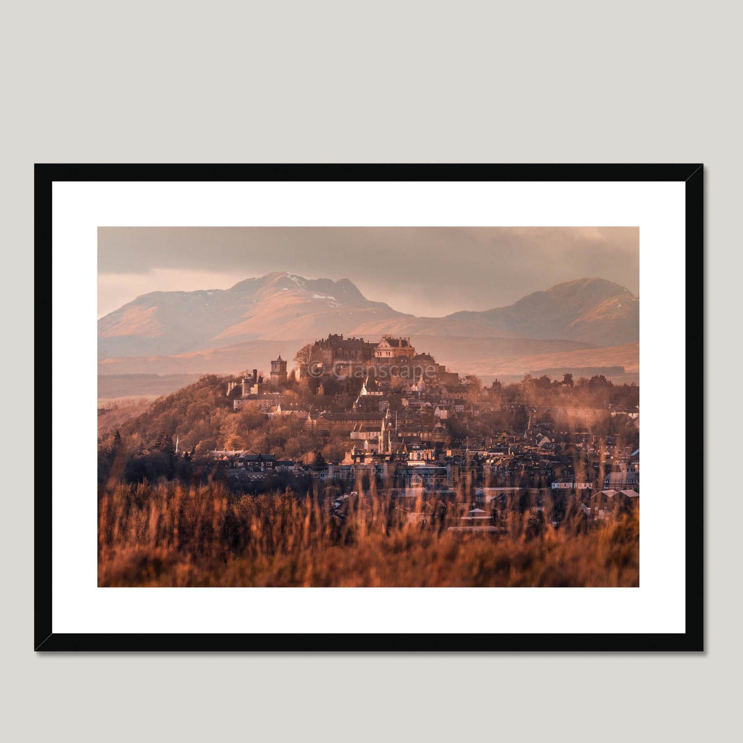 Clan Stewart - Stirling Castle - Framed & Mounted Photo Print 28"x20" Black