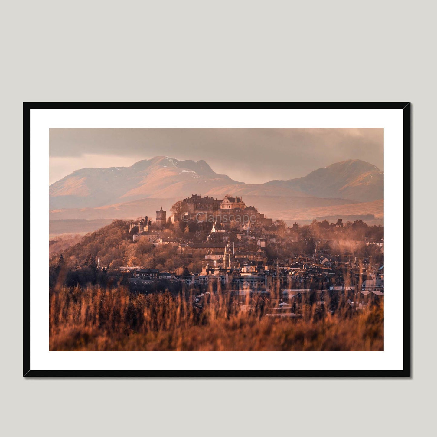 Clan Stewart - Stirling Castle - Framed & Mounted Photo Print 40"x28" Black