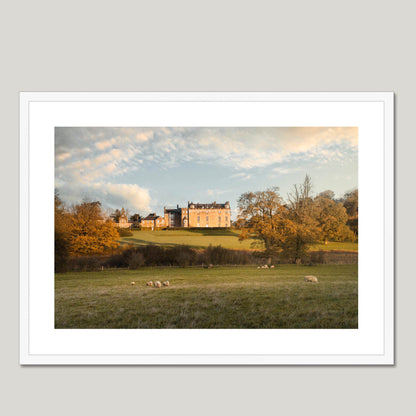 Clan Wallace - Sundrum Castle - Framed & Mounted Photo Print 28"x20" White