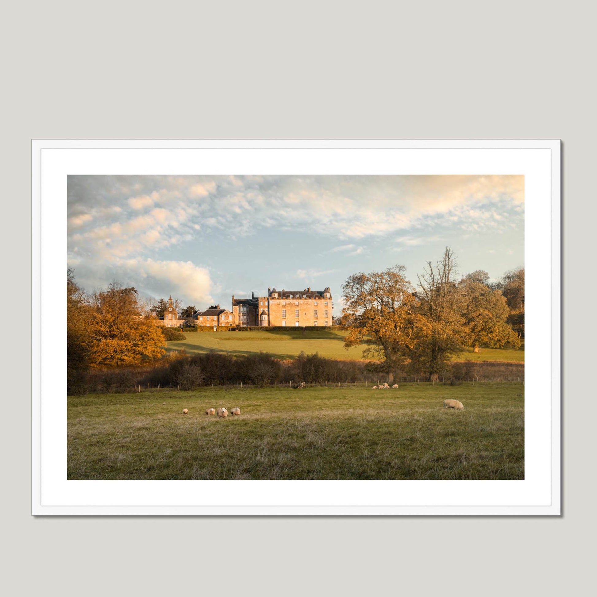 Clan Wallace - Sundrum Castle - Framed & Mounted Photo Print 40"x28" White