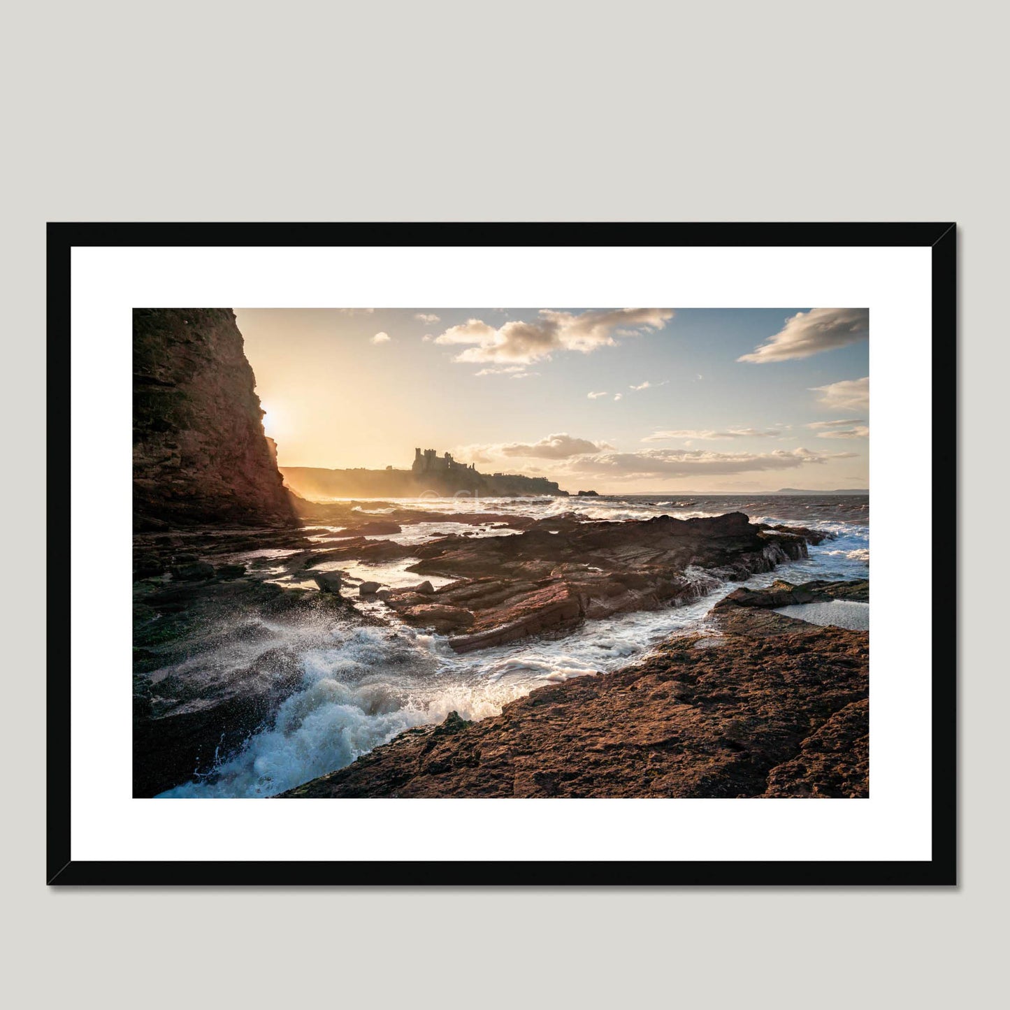 Clan Douglas - Tantallon Castle - Framed & Mounted Photo Print 28"x20" Black