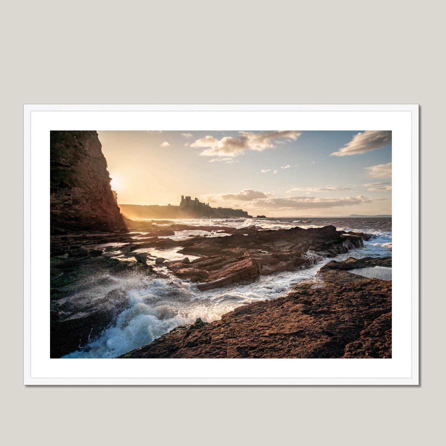 Clan Douglas - Tantallon Castle - Framed & Mounted Photo Print 40"x28" White