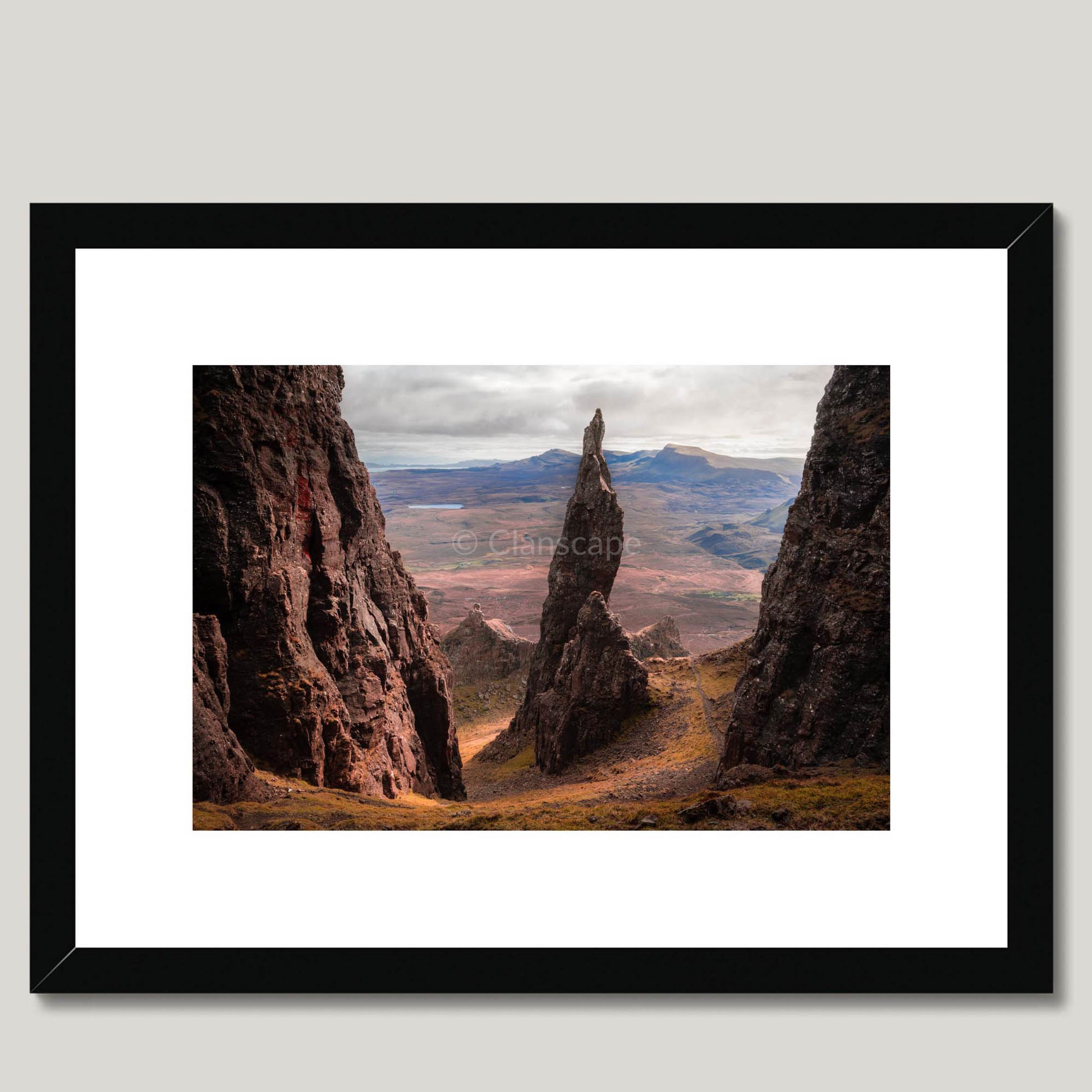 Clan Macdonald of Sleat - The Quiraing Needle - Framed & Mounted Photo Print 16"x12" Black