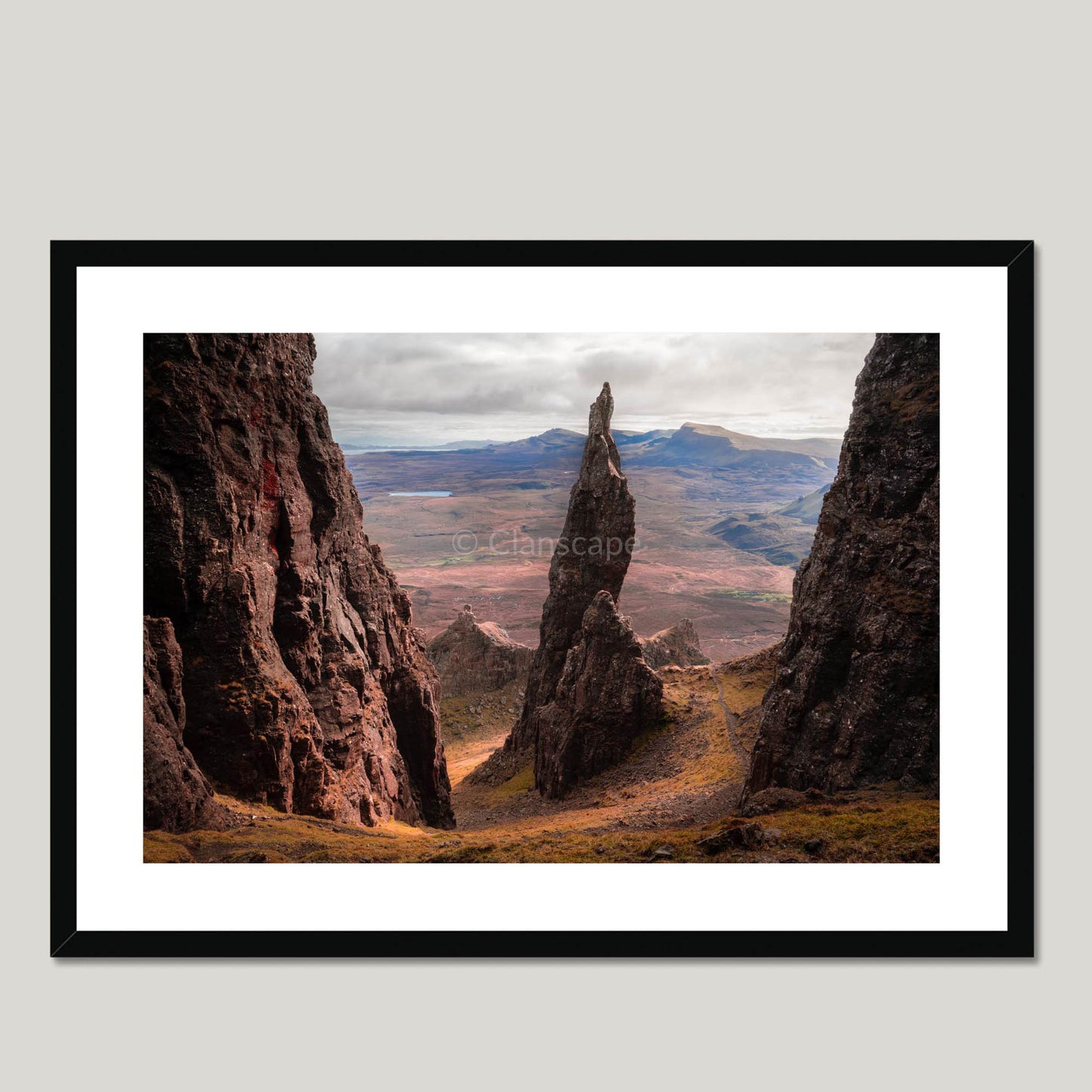 Clan Macdonald of Sleat - The Quiraing Needle - Framed & Mounted Photo Print 28"x20" Black