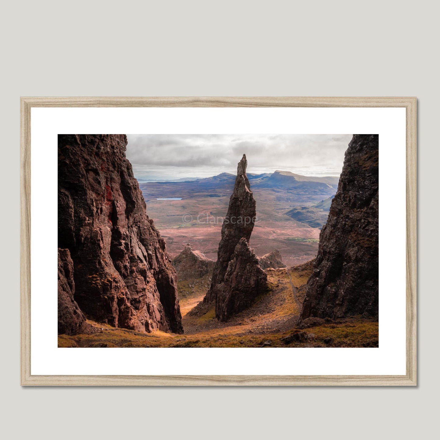 Clan Macdonald of Sleat - The Quiraing Needle - Framed & Mounted Photo Print 28"x20" Natural