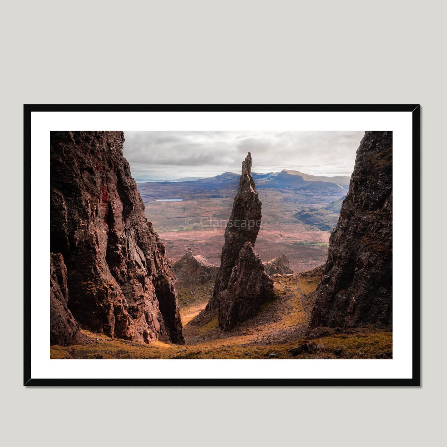 Clan Macdonald of Sleat - The Quiraing Needle - Framed & Mounted Photo Print 40"x28" Black