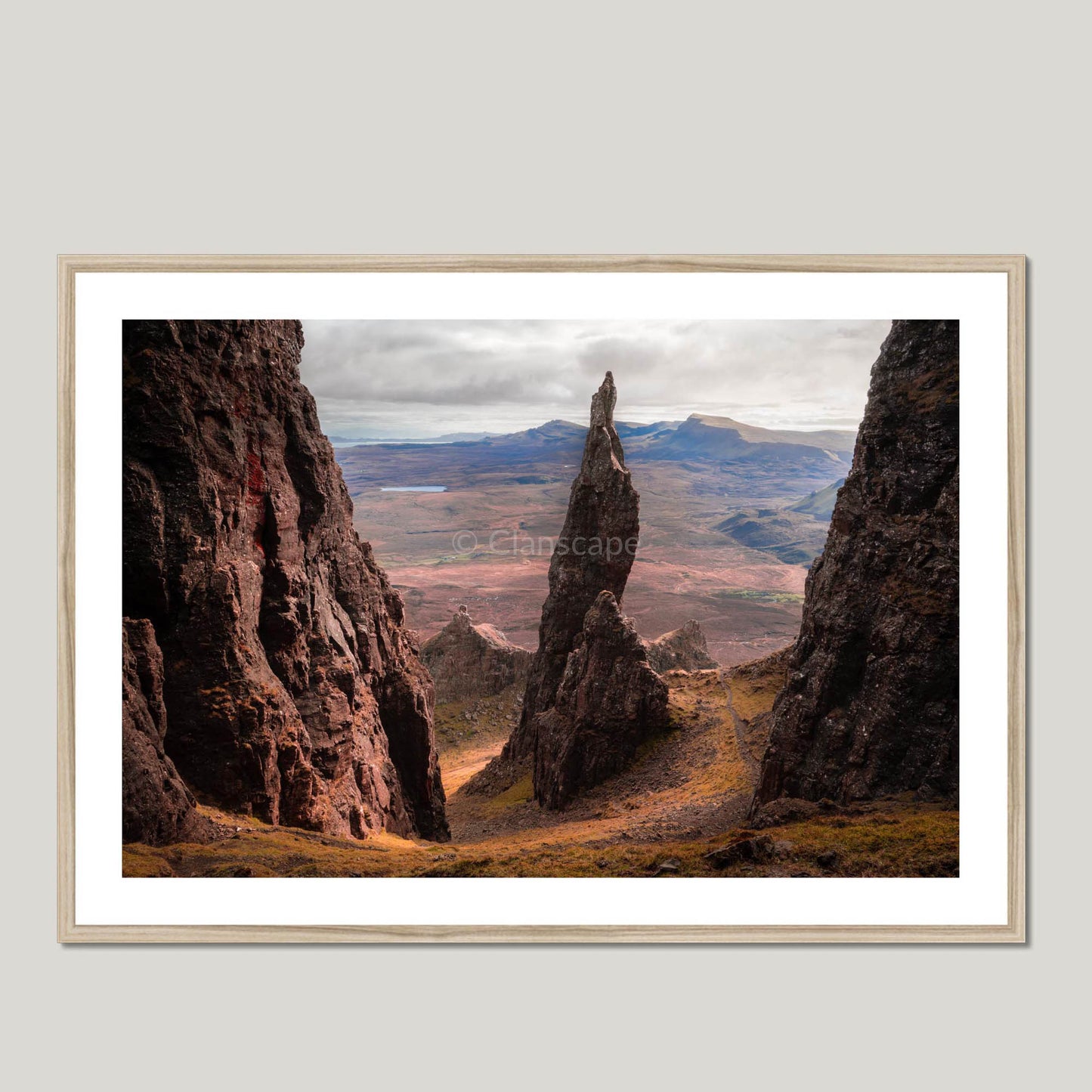 Clan Macdonald of Sleat - The Quiraing Needle - Framed & Mounted Photo Print 40"x28" Natural