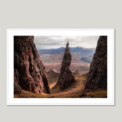 Clan Macdonald of Sleat - The Quiraing Needle - Framed & Mounted Photo Print 40"x28" White