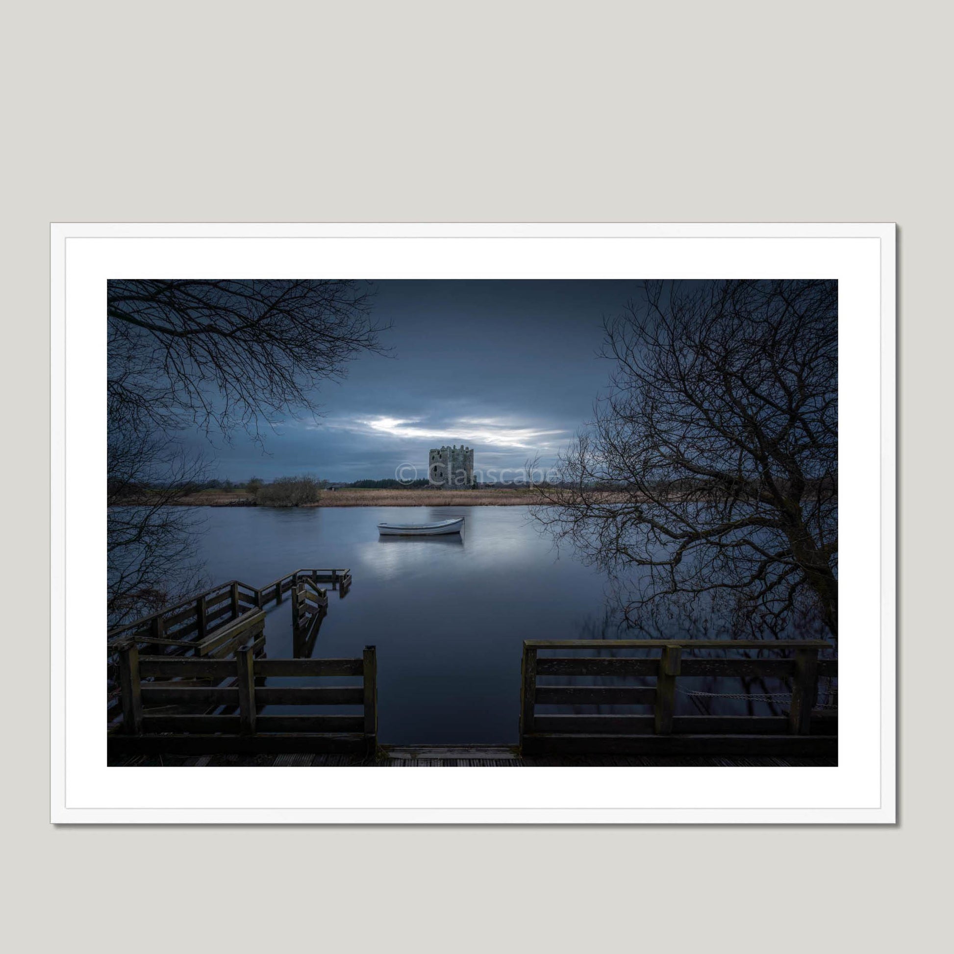 Clan Douglas - Threave Castle - Framed & Mounted Photo Print 40"x28" White